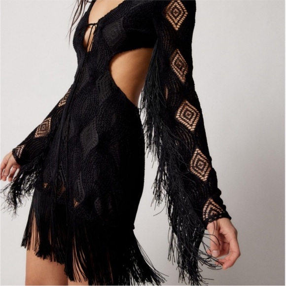 For Love and Lemons Aubrey Mini Dress in Black Size Medium NWT - Picture 4 of 11